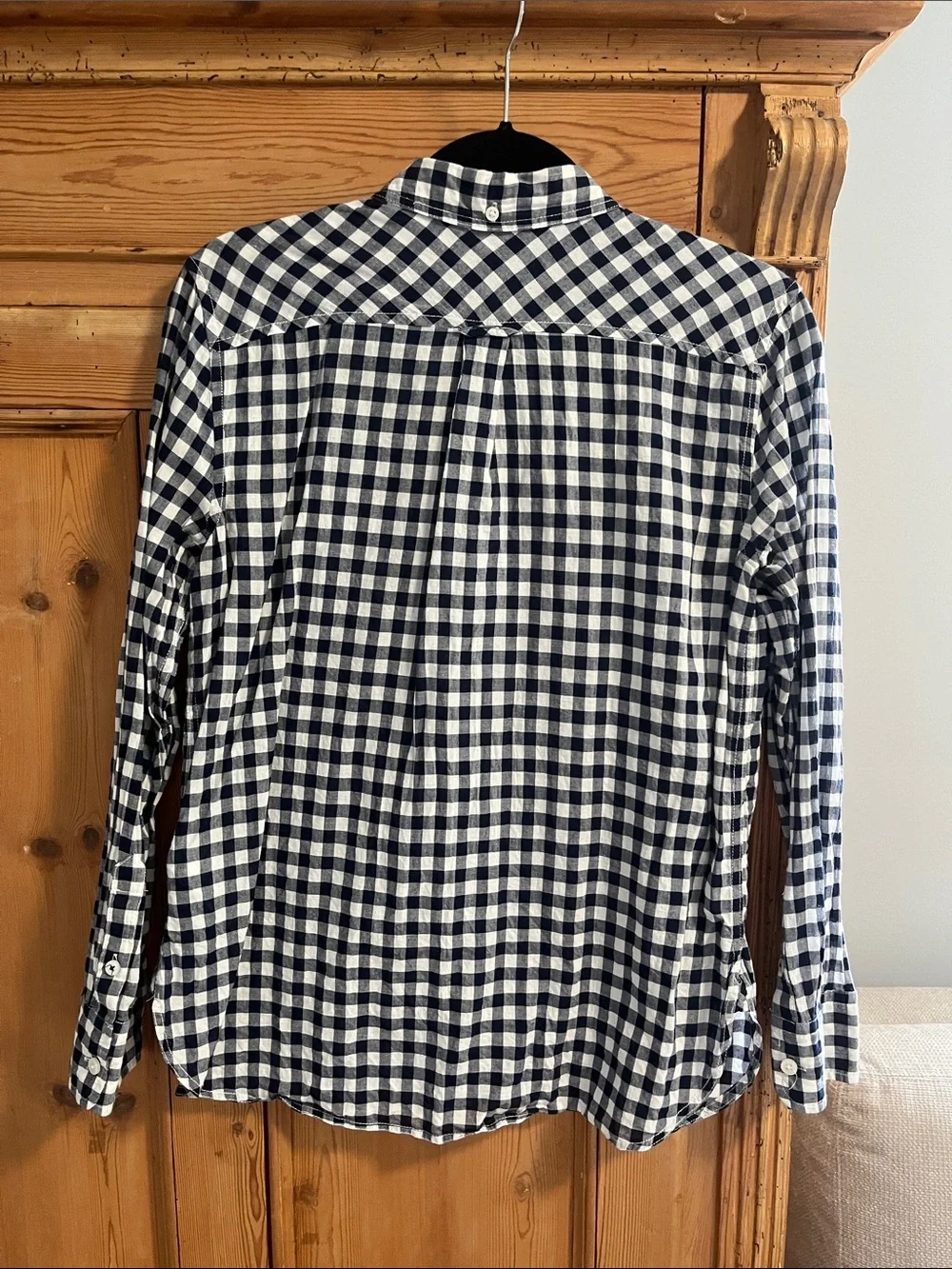 JCrew Blue and White Crinkle Gingham Classic Fit Shirt